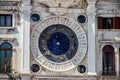 The historic astrological clock face on St Mark\'s Clock tower in Venice (Veneto), Italy, St Mark square