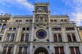 Historic astronomical zodiac clock tower on Piazza San Marco by the Doge's palace in Venice, Italy