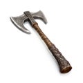 Historic axe isolated on white created with Generative AI. Ancient tool. Equipment with symbols.