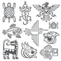 Historic aztec, inca vector symbols, mayan temple pattern, native american culture signs Royalty Free Stock Photo