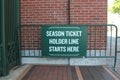 Sign for Season Ticket Holders at Wrigley Field in Chicago Illinois USA Royalty Free Stock Photo