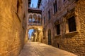 The historic Barrio Gotico in Barcelona at twilight