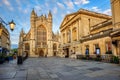 Bath Abbey and roman baths in Bath Old town, England