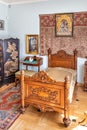 Historic bedroom inside manor house and museum of Henryk Sienkiewicz, polish novelist and journalist, in Oblegorek, Poland