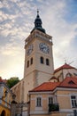 Historic bell tower of Church of St. Wenceslas in Mikulov, Czech Republic Royalty Free Stock Photo