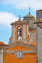 A historic bell tower with clock