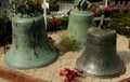 Historic Bells In A Public Park In Villedieu-les-Poeles In Bretagne France