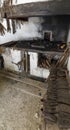 Historic blacksmith workshop with old tools and forge