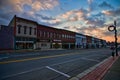 Historic Block of downtown Independence IA at sunset