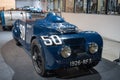 Historic blue Chenard Walcker Tank model racing car with the number 50 Royalty Free Stock Photo