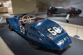 Historic blue Chenard Walcker Tank model racing car with the number 50