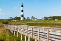 Historic Bodie Island Lighthouse and Wooden Ramp Royalty Free Stock Photo