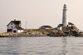 Historic Boston Harbor Lighthouse at Dawn in Summer