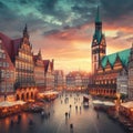 The historic Bremen Market Square in Germany