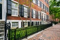 Historic brick buildings along Spruce Street in Washington Square West, Philadelphia, Pennsylvania