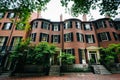 Historic brick buildings in Beacon Hill, Boston, Massachusetts. Royalty Free Stock Photo