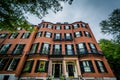 Historic brick buildings in Beacon Hill, Boston, Massachusetts. Royalty Free Stock Photo