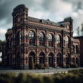 Historic Brick Factory with Arched Windows and Ornate Details Royalty Free Stock Photo
