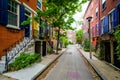 Historic brick row houses along Waverly Street, in Philadelphia, Pennsylvania Royalty Free Stock Photo