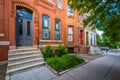 Historic brick row houses in Bolton Hill, Baltimore, Maryland Royalty Free Stock Photo