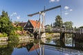 Historic bridge Kwakelbrug over a canal in Edam