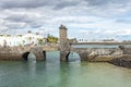 Historic bridge  leading to San Gabriel Castle, Arrecife, capital city of Lanzarote, Canary Islands, Spain Royalty Free Stock Photo