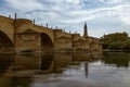 historic bridge over the Ebro river in Zaragoza spain Royalty Free Stock Photo