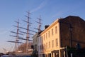 Historic British ship parked in dock in London