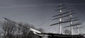 Historic British ship parked in dock in London Europe Britain