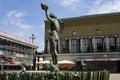 Historic Bronze Poseidon fountain and nearby buildings in Gothenburg, Sweden