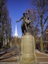 Paul Revere Mall statue in East Boston in Winter Royalty Free Stock Photo