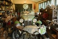 Vintage race car and motorcycle on show at brooklands museum, england