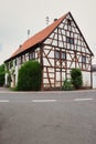 Historic brown and white wooden house Royalty Free Stock Photo