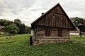 Historic brown wooden village house