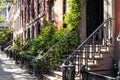 Historic brownstone buildings on a sunny summer day in the Gramercy Park neighborhood of New York City Royalty Free Stock Photo