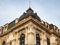 Historic building close up on Calea Victoriei street in Bucharest, Romania