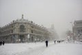 big snowstorm over the city of Madrid, Spain.