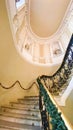 Historic building with a beautiful decorative staircase. Classic Design History Culture Concept.