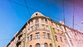 Historic building in centre of Saint-Petersburg. Travel Russia. St. Petersburg architecture low angle view. Soft focus Royalty Free Stock Photo