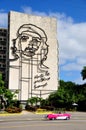 Historic building in Cuba with the image from Che Guevara