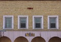 Historic Building Detail With Antiques Sign Located in Downtown Burnet Texas