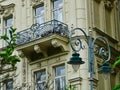 Historic Building Detail, Balcony and Street Light, Prague, Czech Republic Royalty Free Stock Photo