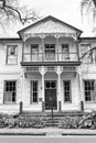 Historic building in Dorp street in Stellenbosch. Monochrome