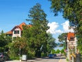 Historic building and house on street of Richterswil, canton of Zurich in Switzerland, Swiss architecture and real Royalty Free Stock Photo