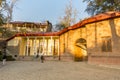 Historic building of red palace Omidvar Brothers` Museum in Sa`dabad palace Complex, under twilight. , built by the Qajar and