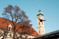 Historic building surrounded by trees in Munich, Viktualienmarkt