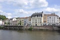 Historic Buildings along the Bank of Moselle River of Epinal City in Vosges Department of France