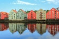 Historic buildings along the river Nidelva, Trondheim Royalty Free Stock Photo