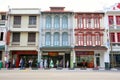 Historic buildings in city street