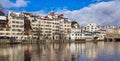 Historic buildings of the city of Zurich along the Limmat river Royalty Free Stock Photo